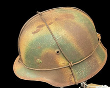 WWII German Army M42 Pattern steel helmet, Normandy camouflage paint