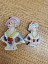 TWO VINTAGE PORCELAIN HALF DOLL PIN CUSHIONS