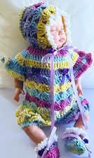 Baby Girl Reborn Doll Outfit Hand Crochet 0.3 Months 16/20” Doll ??