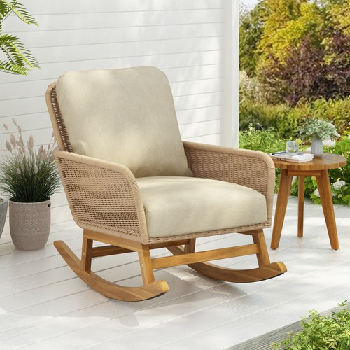 Beige wicker rocking - wicker,