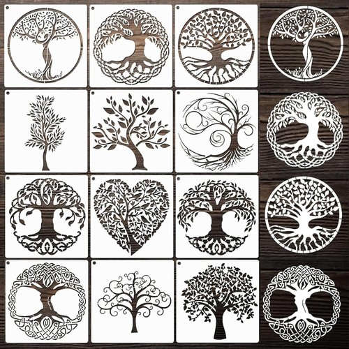 12pcs tree life stencils - life,
