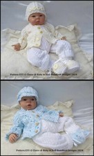 DESIGNER KNITTING PATTERN E55 16-22" DOLL, REBORN OR 0-3M BABY