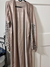 Wedding Fancy Abaya, Metallic Dull taupe Colour - comes with scarf - Size 54 