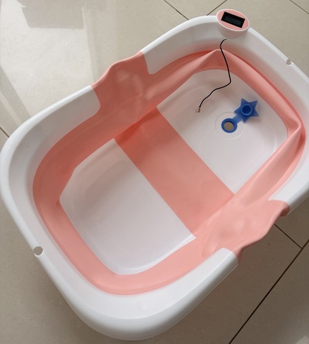 Pink white baby bath tub - baby,