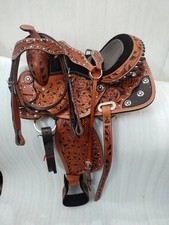 Size-15" Designer Leather Western Saddle Horse Floral Tooling With Tack Set