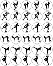 Muay Thai Boxing Cupcake Toppers Edible Icing Wafer Decor Bday Party Sport Fight