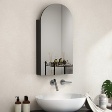 Arched Bathroom Mirror Cabinet with Adjustable Glass Shelves