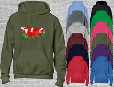 WALES PAINT SPLASH HOODY HOODIE FOOTBALL RUGBY FAN DESIGN GIFT IDEA WELSH