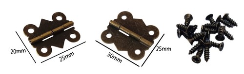 Tiny brown hinges - tiny,
