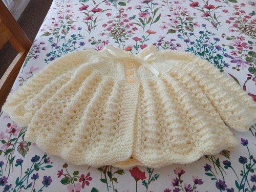 Hand knitted matinee coat - hand, in