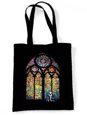 BANKSY STAINED GLASS SHOULDER  TOTE BAG - Church Graffiti Shopping
