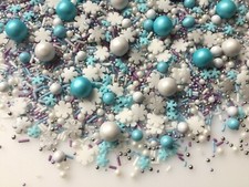 Frozen Cupcake Sprinkles Mix Edible Blue White Cake Decorations Birthday Toppers