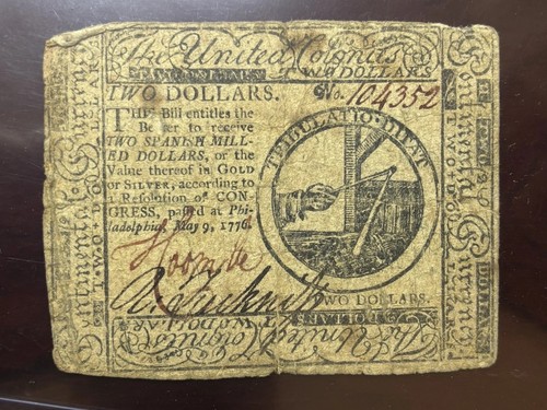 1776 continental currency - currency, $2