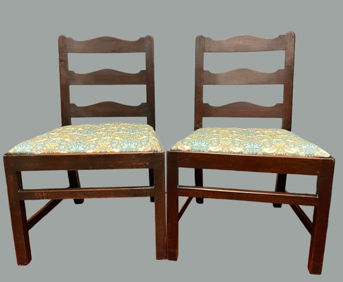 Pair vintage oak ladder back - pair,