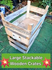 3 x Wooden Stackable Crates - Trays, Veg Containers, Apple Crates 50x30x25cm