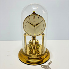 KERN SKELETON CLOCK 11" & LARGE Glass Dome + KEY Not Winding Parts Repair Prop