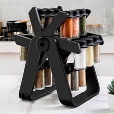 18 Glass Jars Rotating Spice