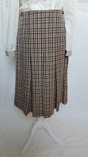 Vintage 70s DAKS Checked Plaid Block Pleats Wool Skirt Hips 97cm 38" Size S
