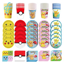 Pokémon Party Supplies - Disposable Tableware Set with Cups, Plates & Napkins