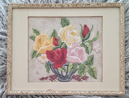 Vintage crewel embroidery - vintage,