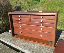 Vintage Union Wooden 7 Drawer Engineers Tool Box / Cabinet / Chest - Mahogany