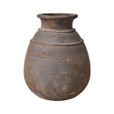 Large Round Urn, Brown Pot, Terracotta Pottery Style Dark Urn, Tyra