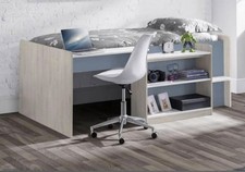 Kids Wooden Mid Sleeper Single Bed with Storage & Desk