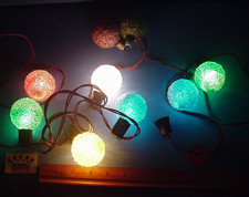 Vintage '60's Christmas string lights Sugar Snowballs 9 glass bulbs 8 ft Tested
