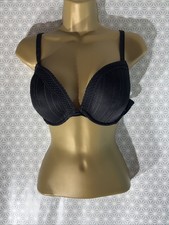 Womens Debenhams Ultimate Uk 38B Black Stripe Underwired Padded Push Up Bra