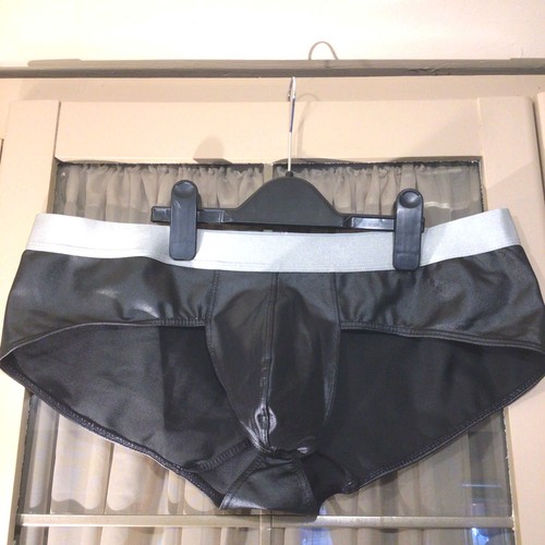 Mens shiny black briefs - black, 3
