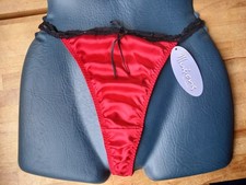 Red Satin Thong with Black