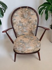 Vintage Ercol Arm Chair Solid Ash Wood Frame Fleur De Lys  Windsor chair