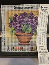 Needlepoint Canvas Violets in
