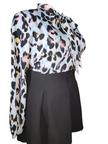 Leopard print blue tie - , neck