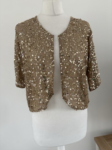 Y2k gold sequin shrug - sequin,
