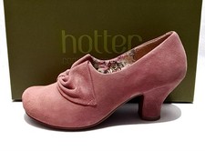 Hotter Donna Size 5 UK Pink Suede Court Shoes Kitten Heels