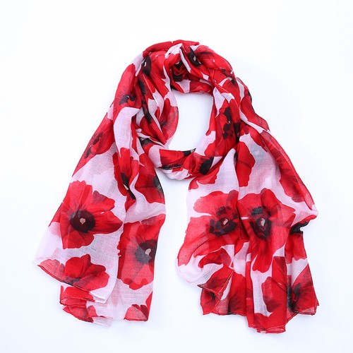 Poppy floral large print scarf - poppy,