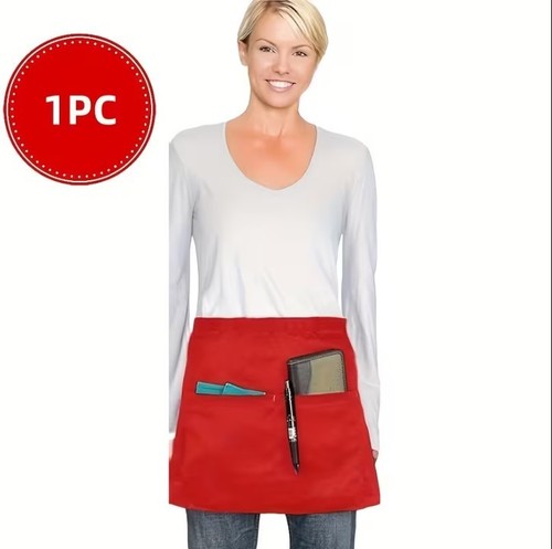 Half apron red - half, canvas