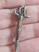 silver old scottish pebble sword brooch beautiful