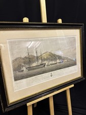 Vintage Naval Battle Scene Framed