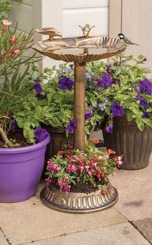 Bird bath with built base - bird,