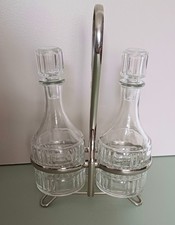 VINTAGE OIL & VINEGAR FRENCH GLASS CRUET SET