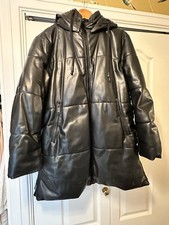 Over sized faux leather puffer - over,