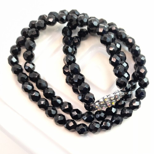 Vintage black glass bead - black,
