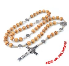 Wooden Rosary Beads Necklaces Religious Christian Jesus Handmade Traditional