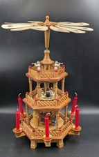 Vintage German Christmas Pyramid- Windmill- Wooden Nativity Scene- 16inch 