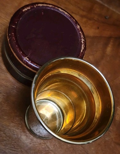 Vtg collapsible cup - cup, leather