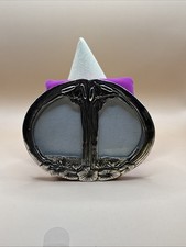  Silver scenes oval silver plated photo frame nouveau dragonfly