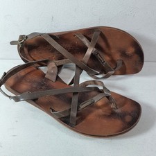 SUPERDRY Brown Leather Gladiator Strappy Sandal Jesus Flat Heel Size UK 7