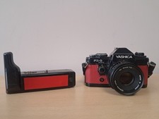 Yashica FX-D Quartz Camera w/ 50mm f2 Lens + Winder - Red Leather - TESTED
